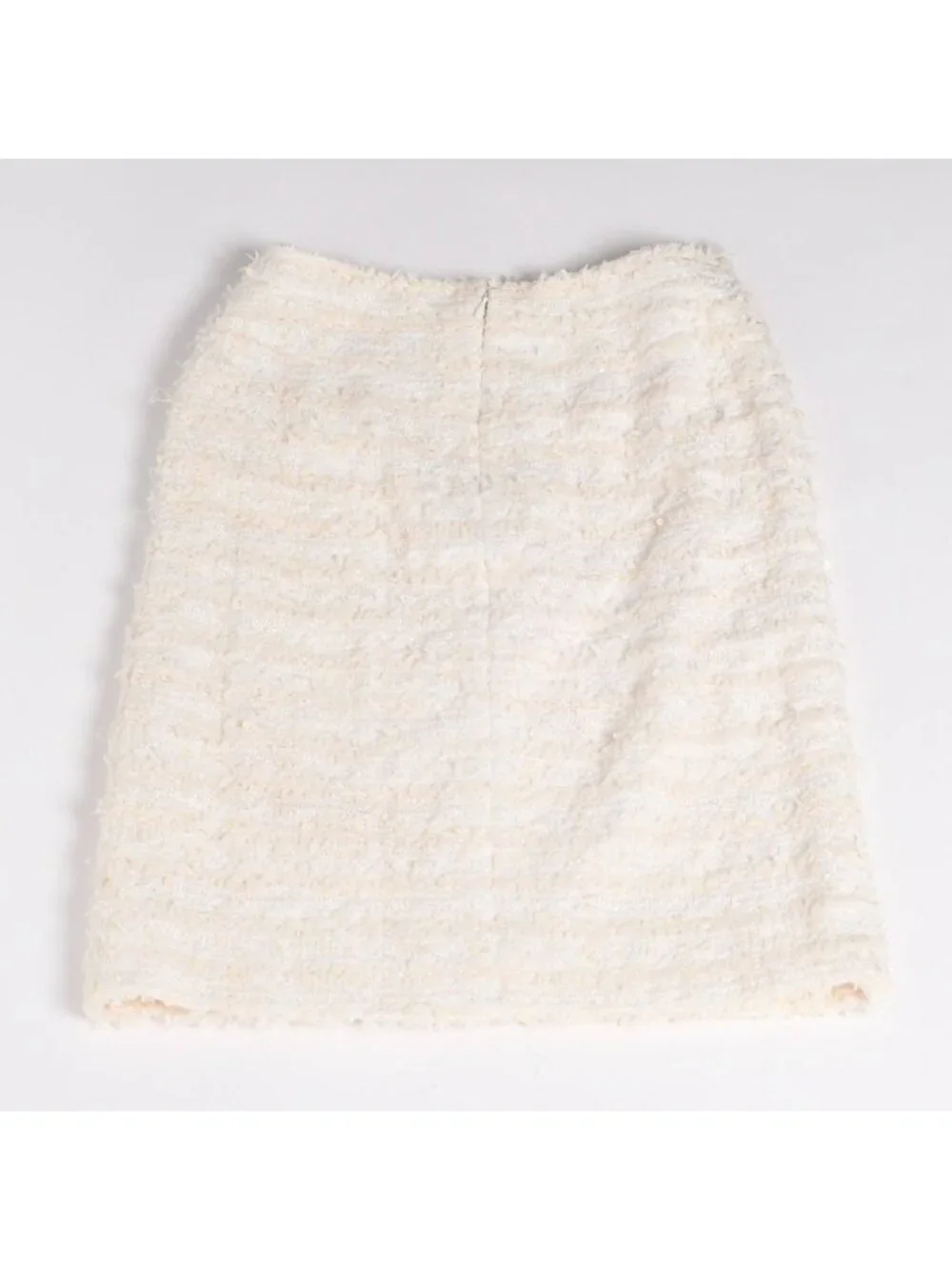 Chanel Skirt Tweed Sequin CC Logo White
